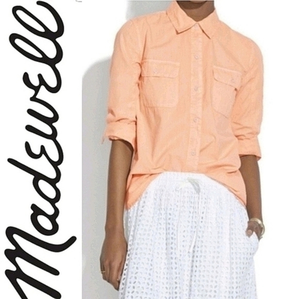 Madewell Tomboy Button Down Shirt Soft Peach NWT